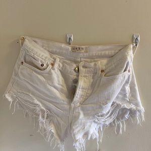 white ripped free people shorts
